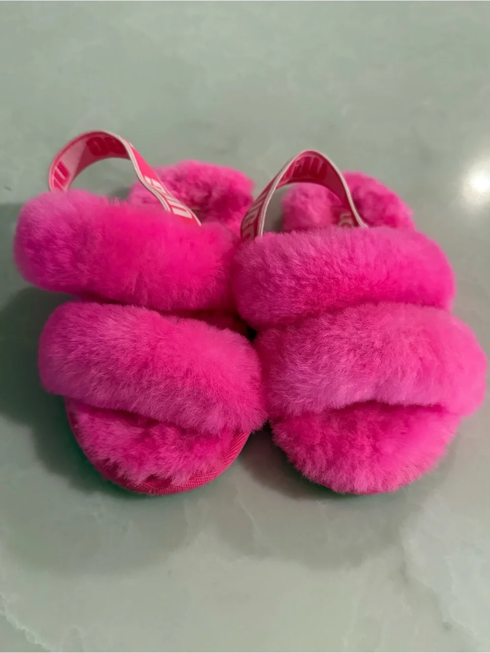 UGG Kids Fluff Slide Sandals - Bright Pink